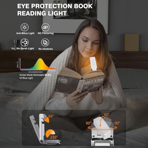 Exrp Reading Light, Book Lights for Reading in Bed, Rechargeable Reading Lamp with 2 Timing Modes, 3 Color Modes & 5 Brightness Dimmable, Great Gifts for Kids, Nighttime Readers, AND-55