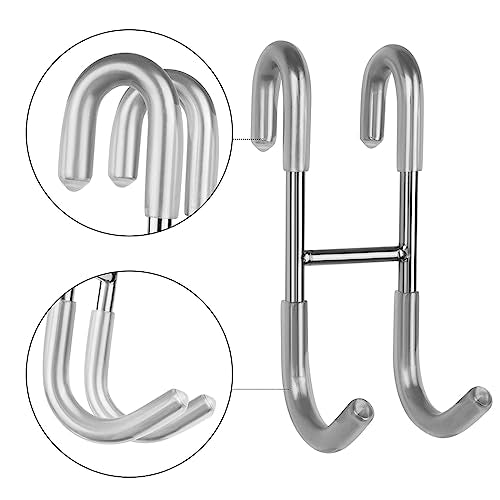 NINETREX Shower Door Towel Hooks, Over Glass Door Brushed Nickel Hook for Bathrooms,Towel Rack Heavy Duty 304 Stainless Steel for Towels Frameless Glass Door，Coats，Squeegee，loofah，2 Pack,Silver