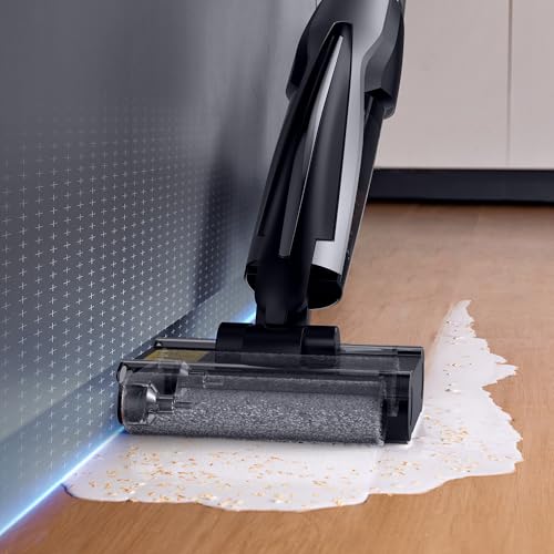 Deerma VX96W Cordless Vacuum Cleaner, Wet And Dry Vacuum Cleaner 15kPa Suction Force Double Roller Brush One Button Self Cleaning 600ml Clean Water Tank & 700ml Sewage Tank 4000mAh Battery 160W