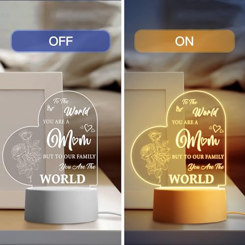 YHCG Mum Birthday Gifts, Gifts for Mum Engraved Night Light, Birthday Gifts for Mum with Touching Words, Mum Gifts from Daughter Son, Idea Gifts for Mum, Presents for Mum