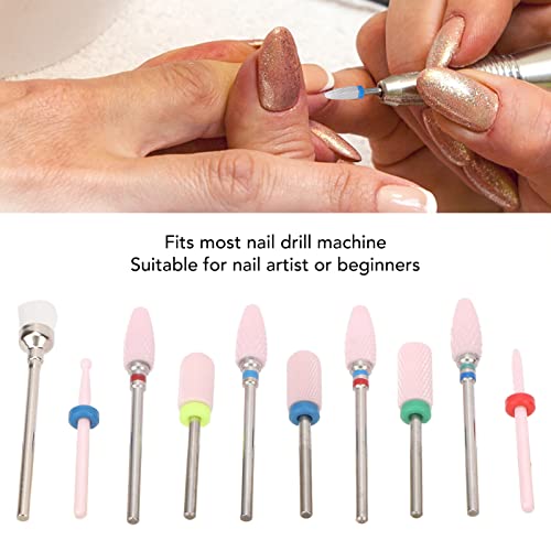 Sorandy 10pcs Nail Grinder, Carbide Cuticle Remover Bits for Manicure Pedicure, Nail Drill Bits Set with Storage Box for Shaping, Smoothing, Polishing and Buffing