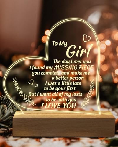 MAKINGTEC Romantic Gifts to My Girlfriend Engraved Night Light, I Love You Gifts for Her, Cute Girlfriends Birthday Anniversary Valentines Day Gifts for Girlfriend