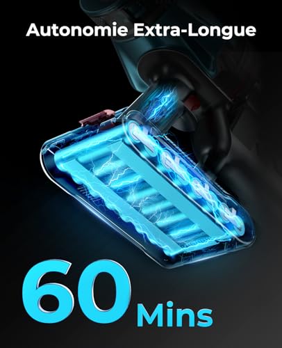 Laresar Ultra7 45000Pa/550W/60min Battery Vacuum Cleaner, Wall Mounted Charging Station, Upright, Wireless Vacuum Cleaner with Touchscreen and Anti-Tangle Brush for All Types of Hard Floors and
