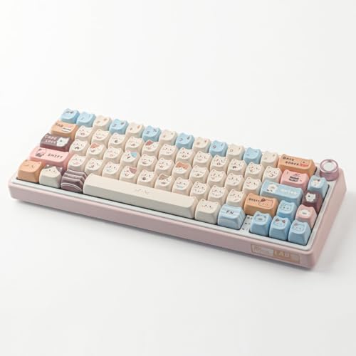 GraGra PBT Keycaps, Profile Cute Keycap Set, Cute Cat Dye-Sublimation Keycap, More Beautiful for Home Office Computers Mechanical Keyboards, Keyboard Accessories, for Women Girls