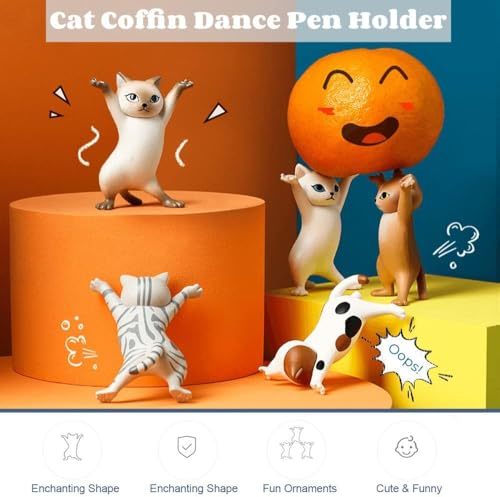 YHRY Cute Gifts - Enchanting Cat Pen Holder - Kawaii Cat Gifts for Cat Lovers - Office Desk Accessories - Room Decor (5 Cats Set)