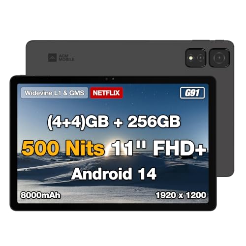 AGM PAD T2 Tablet Android 14, MTK G91 Octa-Core, FHD 1920x1200 Display, 4GB RAM, 256GB ROM (TF 512GB),GPS/Type-C/8000mAh Battery/Dual SIM 4G LTE/5G Hz WIFI/Face ID
