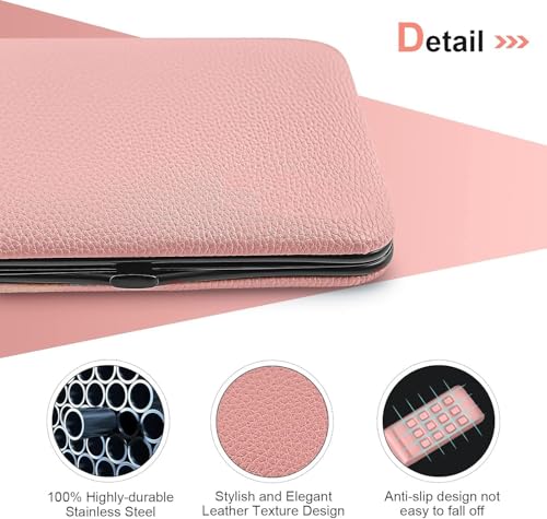 ChicAbode Manicure Set, Professional Pedicure Kit, Nail Clippers Kit, 18 Pcs Nail Care Tools, Grooming Kit, with Luxurious Upgraded Travel Case(Pink)
