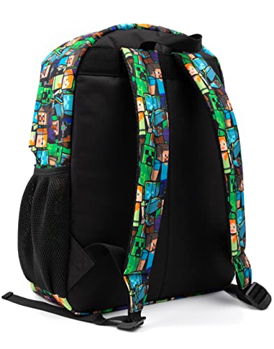 Minecraft All Over Print Kids Black Backpack Boys School Rucksack (One Size)