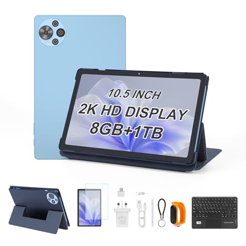 C idea 10.5 inch Tablet,8GB픰 Tablet PC with Android 14,Dual SIM,5G LTE 1280x2000 2KHD Touch Screen,Long Lasting Battery Tablet,CM10500 Plus (Blue)