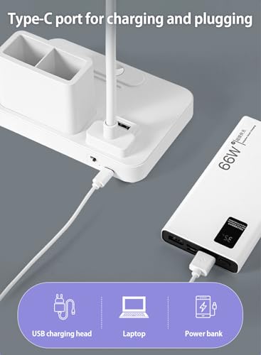 （Gift: Fan and pen holder）-3 Modes Touch Dimming USB Dimming Clip Table Lamp Student Dormitory Learning Study Table Light Bedside Flexo Lamps
