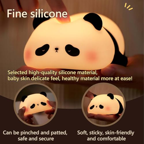 Khazna Cute Panda Night Light, LED Squishy Novelty Animal Night Lamp, Nursery Nightlight for Breastfeeding Toddler Baby Kids Decor, Cool Gifts for Kids