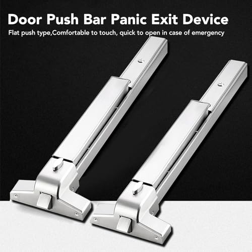 Cryfokt Door Push Bar Panic Exit Device Stainless Steel Commercial Emergency Hardware Double Opening Design for Hotels Schools Hardware Push Bar Panic Exit Device for Wooden Steel Doors