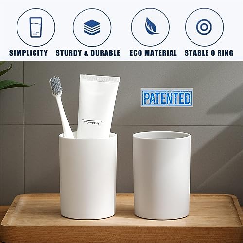 TERRIFI Bathroom Tumbler Cup Set, 10.5oz Reusable Unbreakable Toothbrush Cups, Easy to Clean Plastic Mouthwash Cups, Toothbrush Holder for Your Bathroom, 2PCS