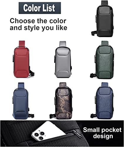 Furixin Sling Bag Large-Capacity Shoulder Backpack Crossbody Bag Casual Chest Bag For Men With USB Charging Portï¼ŒWaterproof And Anti-Theft Suitable For Hiking And Cycling Day Bag (9530-Black)