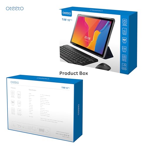 Oteeto TAB 10 Pro/Single SIM 5G Network/8GB RAM + 512GBG ROM/5G Wifi/8000 mAh/8MP Front + 13MP Rear Camera/Quad Core 2.0GHz Processor/Android 13/Includes Keyboard,Mouse,Touch Pen,OTG,Flip Cover (Gray)