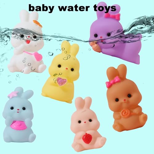 NALACAL Charming Bunny Bathtub Toy, Rabbit Floating Toy, Baby Bath Toys, Cute Floating Toy, 6 Pcs Novelty Bath Tub Toys with Sound Baby Shower Float Bunny Bathtub Toy for Girls and Boys Toddler