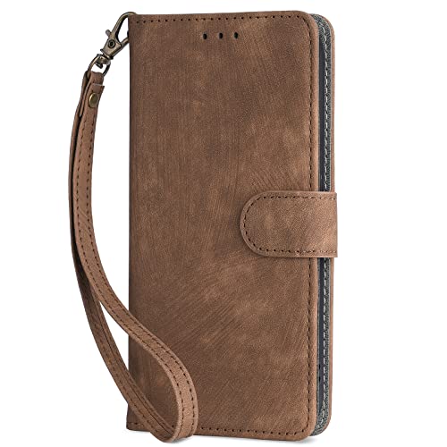 For Honor X9c / Honor Magic 7 Lite Cover with Hand Strap, PU Leather Full Body Protection Shockproof Flip Mobile Cover, RFID Anti-theft Brush Folio Wallet Case