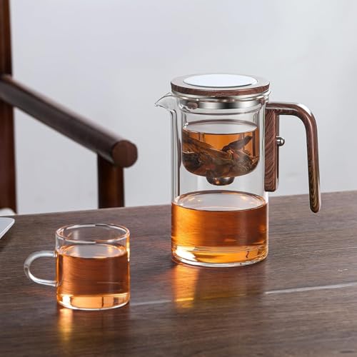 Angju Enchanti Tea Pot, Glass Teapot with Infuser, Magic Witchcraft Enchanted Tea Kettle with Strainer for Water Separation, Magical Push Control Tea pot for Loose Leaf & Herbal Teas -600ML