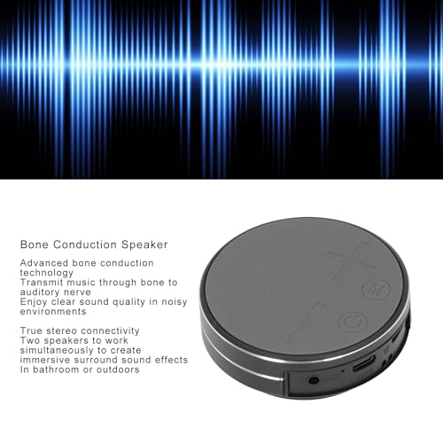 Bone Conduction Speaker, Portable Stereo Mini Waterproof Music Player, Mini Size Music Player with Strong Suction Cup Base for Home Outdoor Travel (Black)