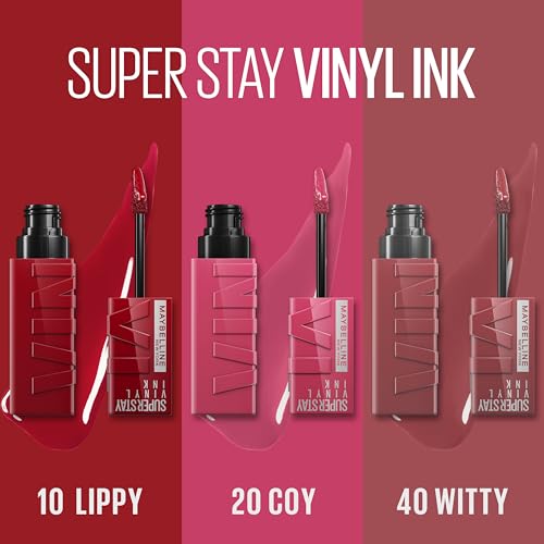 Maybelline New York - SuperStay Vinyl Ink Lipstick 3 PIECES SET (COY, LIPPY, WITTY)