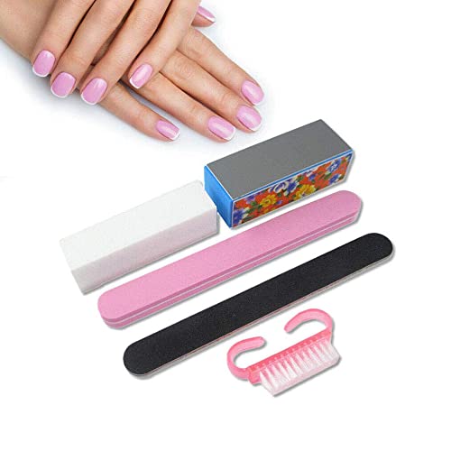 MARGOUN Nail File Set Nail Polishing File Buffer Blocks Cleaning Brush Kit Manicure Pedicure Tools Set (5 PCS Set)