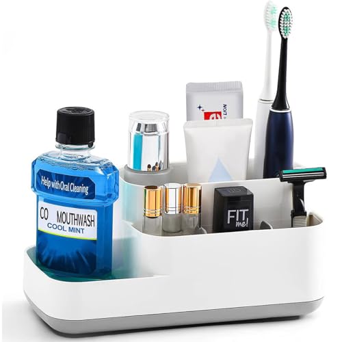 Toothbrush Holder for Bathroom, Bathroo,Countertop Organizer, 5 Slots Storage Organizer for Kitchen/Vanity/Office/Desk, Bathroom Accessories Storage for Toothpaste, Facial Cleanser, Comb, Razor