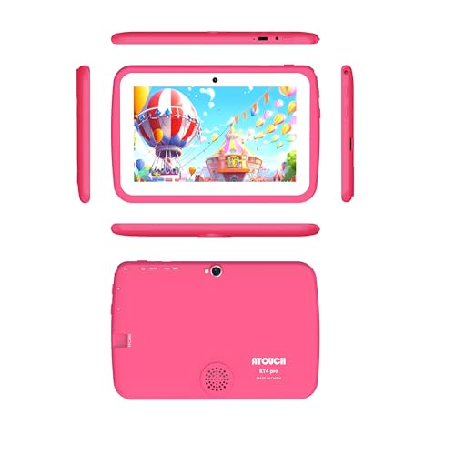 Atouch at your heart KT4 Pro Kids Tablet - 7" Android Tablet with 8GB RAM, 256GB Storage, WiFi, Parental Controls & Durable EVA Case - Ideal for Early Education & Learning (Rose Red)