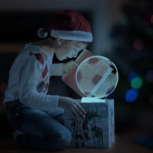 Khazna Soccer 3D Illusion Lamp, Soccer Gifts for Boys Girls, 3D Night Light with 16 Colors Change Remote Control Decorative Desk Lamp Creative Birthday Christmas Gift Sports Fans Toys (Football 1)