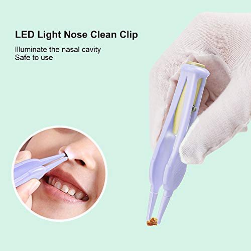 ametoys LED Light Ear Pick USB Ear Wax Removal Nose Clean Clip Baby Adults Ear Nose Clean Tweezers Remover Set