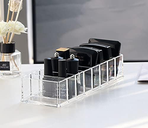 OFRANK Clear Acrylic Compact Organizer Blushes Highlighters Eyeshadow Makeup Organizer, 8 Spaces