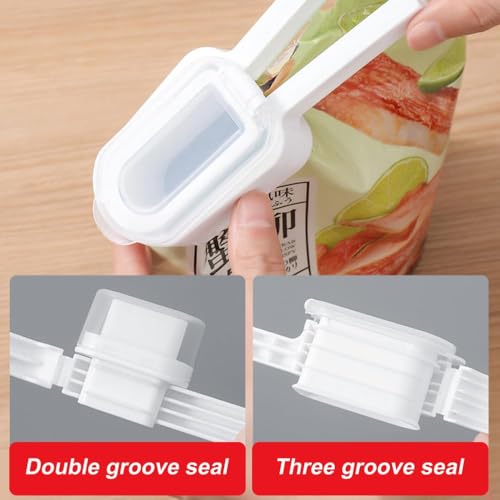 KASTWAVE Food Clip Set of 4, 2 Sizes, Plastic Seal Grip with Pour Spout, Flip-Up Chip Bag Clips for Food, Kitchen and Home, for Flavorings Coffee Snacks