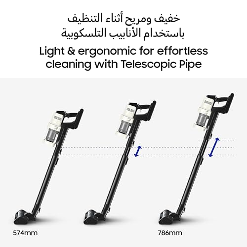 Samsung Bespoke Jet Cordless Stick Vacuum Cleaner, 100 Minute Run Time, 280W Suction Power, AI Cleaning Mode, All-in-one Clean Station, Smart Wi-Fi, Black Chrometal, VS28C9764QG/SG (UAE version)