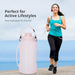 The ABM 2L Collapsible Water Bottle - Leakproof BPA-Free, Reusable, Lightweight Travel Essentials & Water Bottle for Kids - Foldable for Gym, Camping, Hiking, Sports, w/Time Marker (Pink)