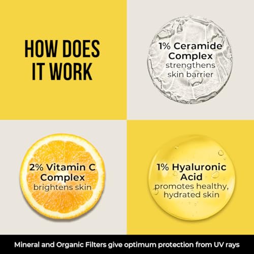 Dr. Sheth's Sunscreen SPF 50 Cream with Ceramide & Vitamin C for Oily, Sensitive, Dry Skin | For Intense Hydration | Non Greasy, Quick Absorbing | Zero White Cast | PA+++ | For Women & Men | 50g