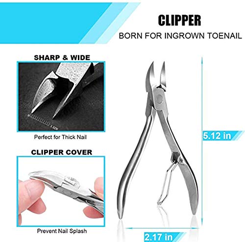 ELECDON Toenail Clippers Set 7Pcs, Staineless Steel Ingrown Toenail Tool Kit, Professional Toe Nail Nippers Set Pedicure Treatment Tool for Ingrown & Thick Nail, Surgery Grade Manicure Pedicure Tool