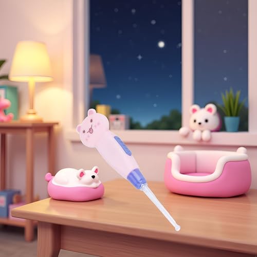 WsjiaboFux Pink Cat Cartoon Baby Ear Cleaner LED Earpick Earwax Remover with Replacement Head Kids Ear Clean Tool Earwax Removal ealth Care Ear Care