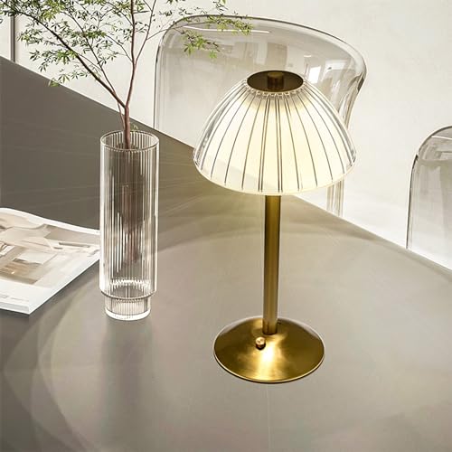 ZOTIKA® Cordless Table Lamp, Rechargeable Battery Operated Lamp, LED Touch Lamp, 3 Color Dimmable and Adjustable Brightness, Nightstand Lamp, Bedside Lamp, Desk Lamp Vintage Gifts (Gold Table Lamp)