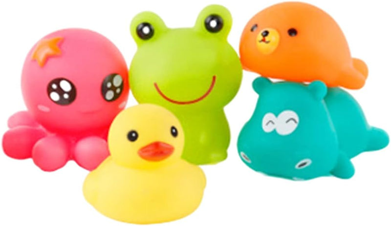 Baby Bath Toys, Rubber Float Squeeze Sound Wash Bath Swim Dive Play Animals Toy Water Tub Toys, 5Pcs Squirts Bath Toy for Baby