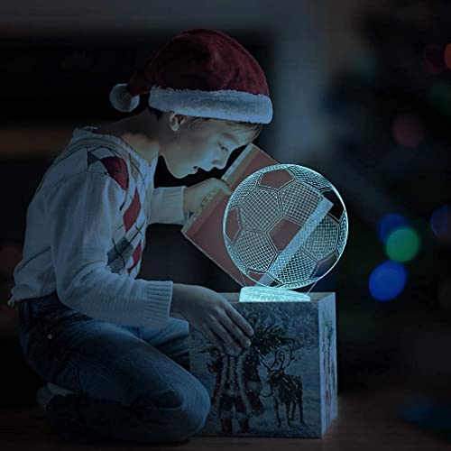 Football 3D Illusion Lamp, Football Gifts for Boys Girls, 3D Night Light with 16 Colors Change Remote Control Decorative Desk Lamp Creative Birthday Christmas Gift Sports Fans Toys (Football 1)