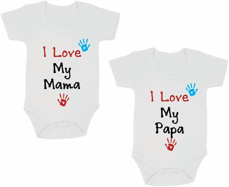 Pack of 2 Unisex Baby Romper with Mama and Papa Printed Design for Newborns,Infants, Toddlers Short Sleeve Jumpsuit Snap Closure for Easy Diaper Changes Ideal for Baby Shower
