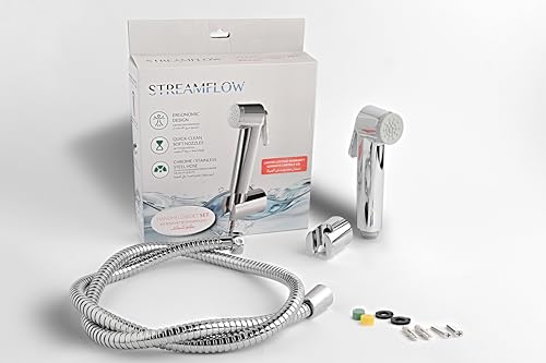 Streamflow™ Alpha Hand Trigger Bidet/Shattaf Set - Glossy Chrome / 120cm Stainless Steel/Chrome Hose