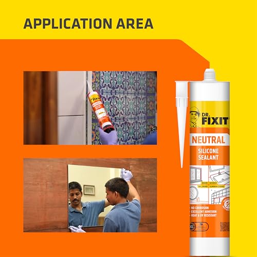 Dr. Fixit Neutral Silicone Sealant Clear 280 ML | High-Performance, Odor-Free Adhesive for Metals, Plastics, Glass, and Masonry