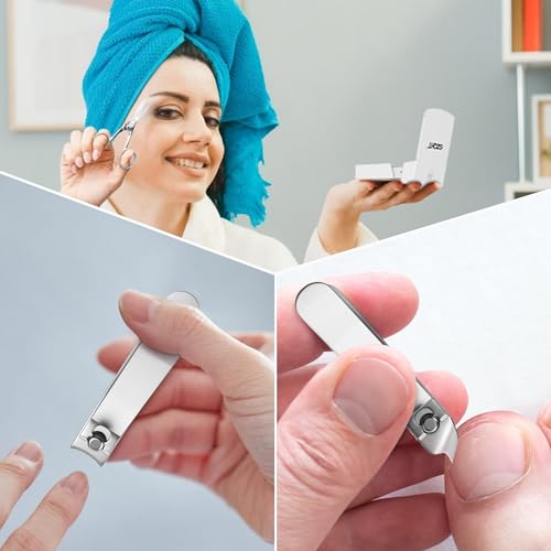 Azonee Stainless Steel Nail Clipper Kit, Personal Nail Care Tool Set, 5-Piece Nail Care Kit, Nail Clippers, Nail File, Eyebrow Trimming Scissors and Ear Pick, Nail Clipper Kit for Travel or Home
