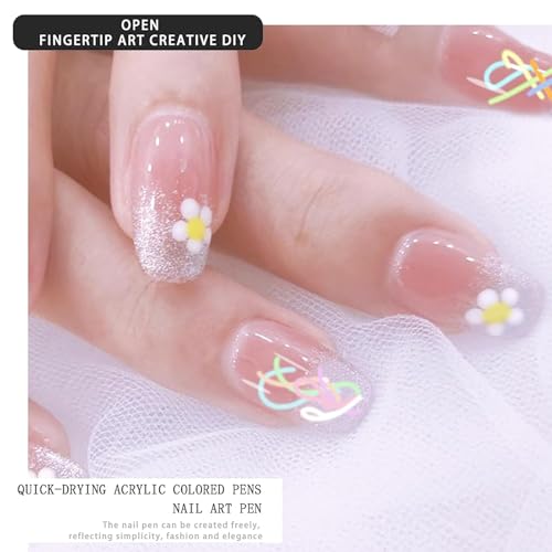 12 Colors Nail Art Pens Set, Nail Polish Pens, Graffiti Nail Dotting Tools, Acrylic Paint Pens, for Girls Women DIY Pedicure Traditional Nails Art, Nails Art Design, Manicure Nail Pens for Salon DIY