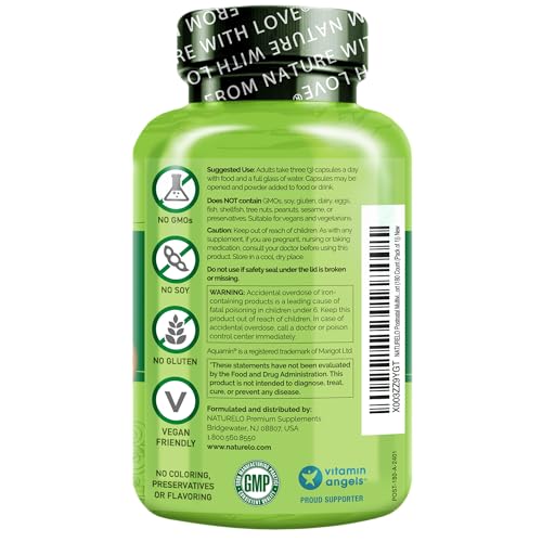 NATURELO Postnatal Multivitamin - Supplement for Breastfeeding Women - Plant-Based Vitamin D, Folate, Gentle Iron - for Nursing Mother, Baby - Post Natal Lactation Support - 180 Vegetarian Capsules