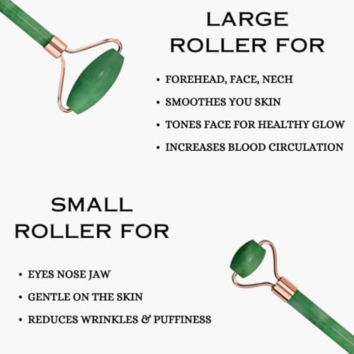 Facial Tools & Face Roller for Wrinkless Natural Skincare Tool Jade Roller for Face (Green), Mint Green Tea Jade Crystal Facial Roller
