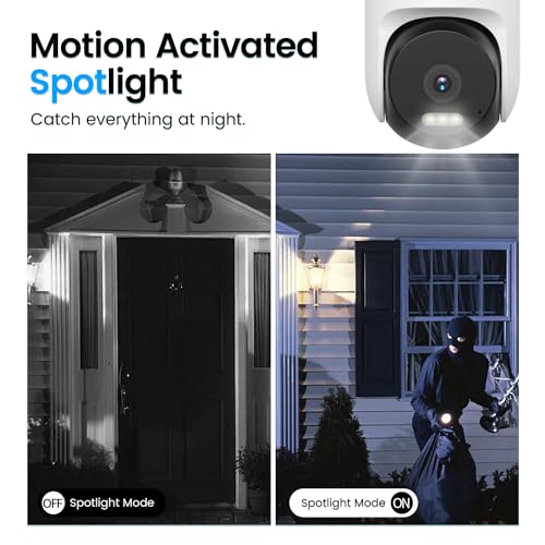 VIMTAG POE Camera, 2.5K/4MP Security Camera Outdoor only for POE LAN Switch or NVR with Spotlight/Night Vision/Pan/Tilt/Speaker/2-Way Audio/Phone App/IP/Human/Sound/Motion Detection for Home Security