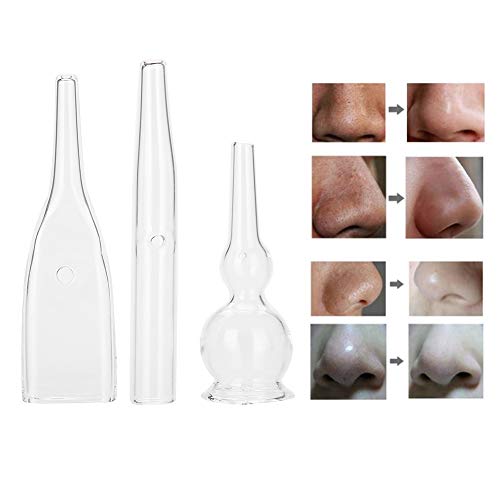 Lwuey Vacuum Glass Tube, Blackhead Removal Glass Pipes Set Facial Cleansers Whitehead Removing Glass Pipe Kit Machine Accessories Device for Face Suction Pore Cleanser Beauty Equipment Home Salon 3PCS