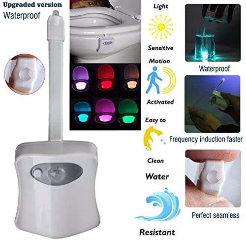 ELECDON The Original Toilet Night Light Gadget, Fun Bathroom Lighting Add on Toilet Bowl Seat, Motion Sensor Activated LED 9 Color Modes - Weird Novelty Funny Birthday Gag Gifts