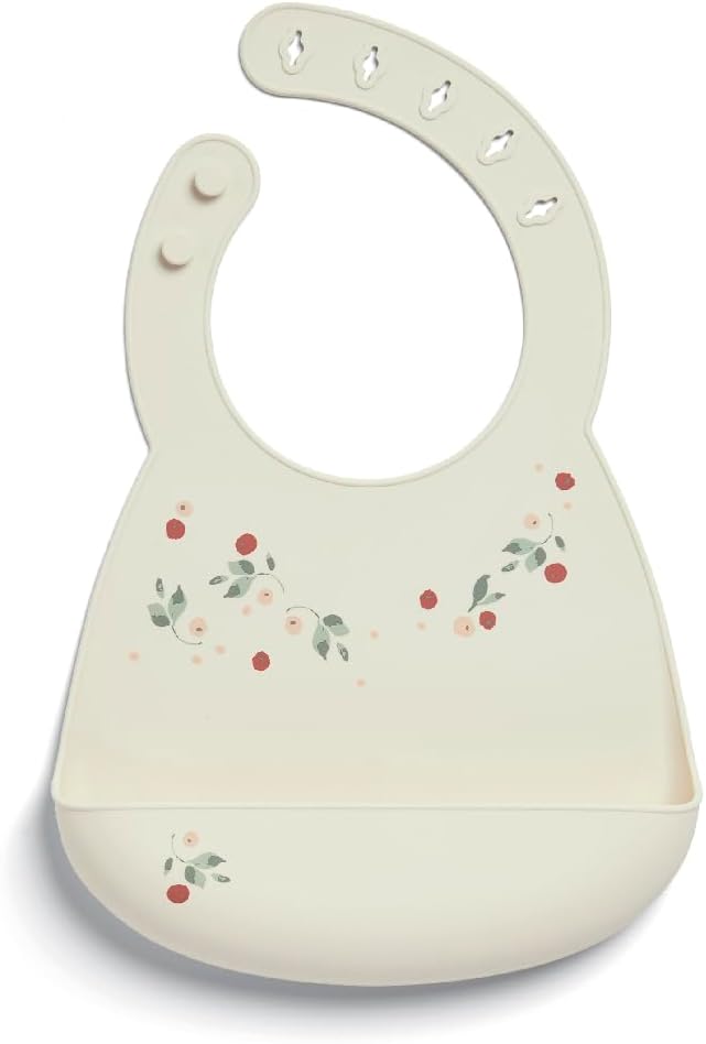 Mamas & Papas 2-Pack Waterproof Silicone Baby Bibs, Adjustable BPA-Free Feeding Bibs with Large Pocket for Food Catching, Ideal for Weaning for 6-18 Months - Neutral Speckle